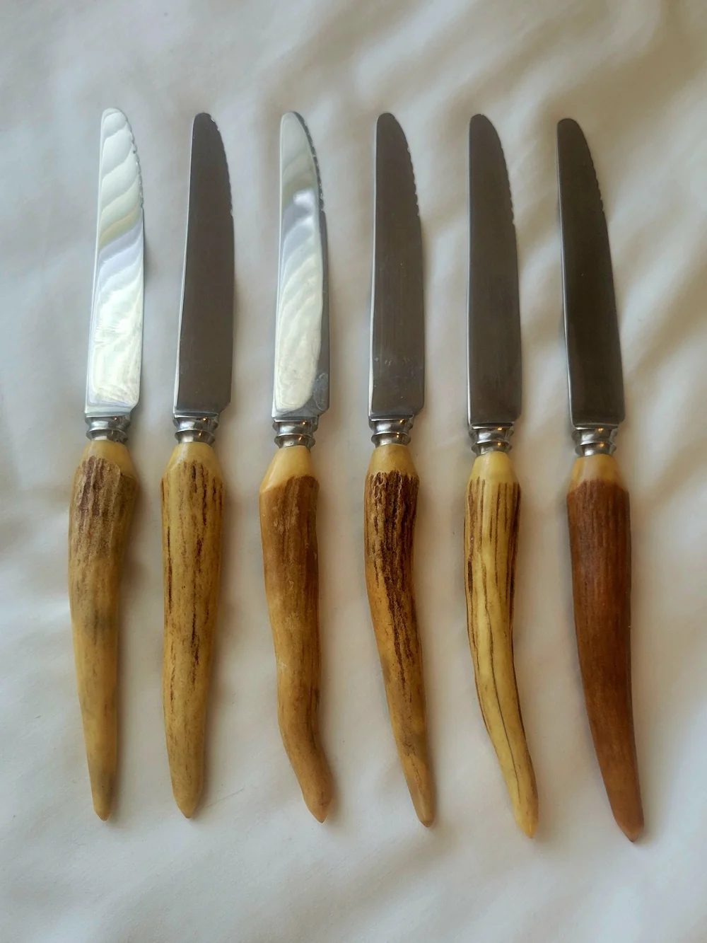 Vintage Taylor's Eye Witness Sheffield Steak Knives Stag/ Antler, Set of 6